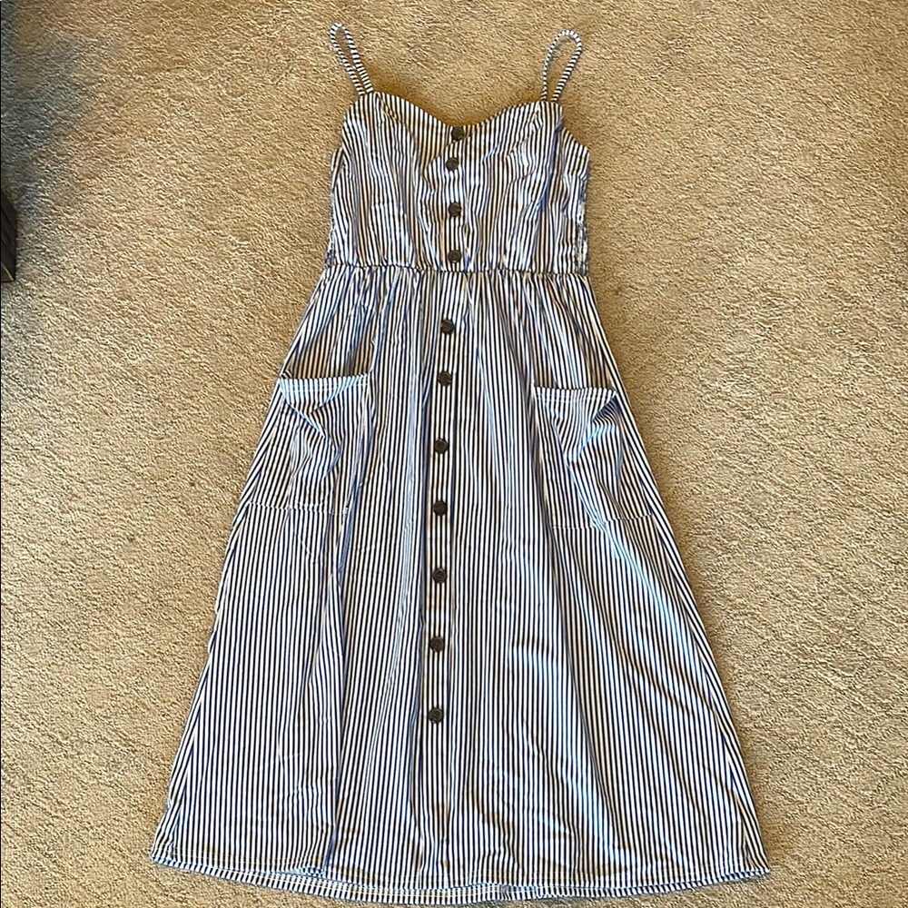Navy blue striped sundress